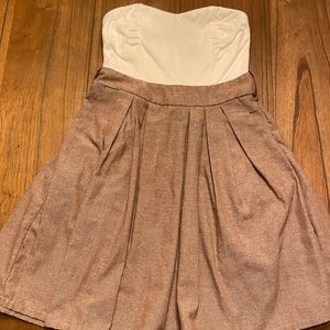 White & Brown Strapless Dress